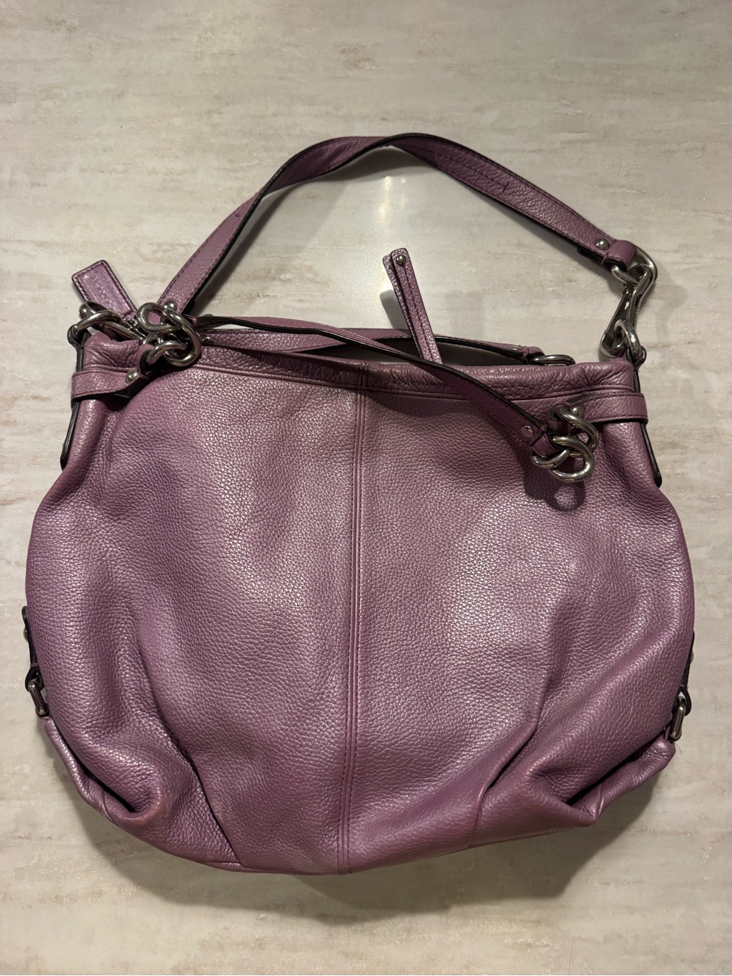 Coach Brooke Convertible Hobo Bag Lilac Lavender Pebbled Leather F17165